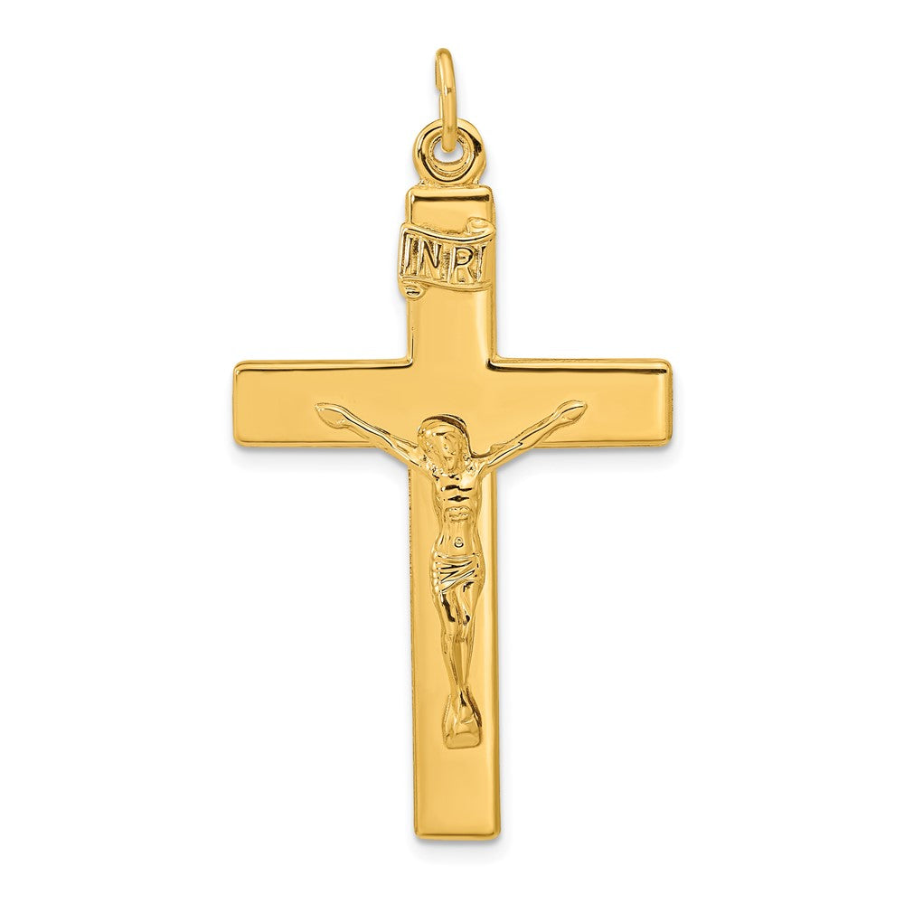 Sterling Silver Gold-plated Polished INRI Crucifix Cross Pendant